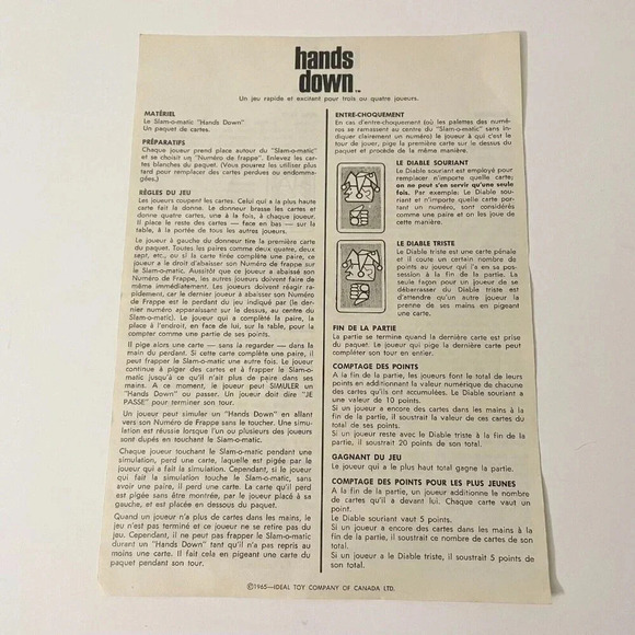 Vintage 1964 Hands Down Board Game Slam O Matic Ideal Complete Flaws - Picture 14 of 16